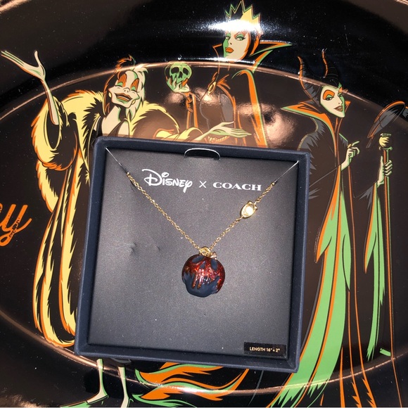 Coach x Disney Villains Evil Queen Poison Apple Necklace in Gold/Red - Picture 4 of 5